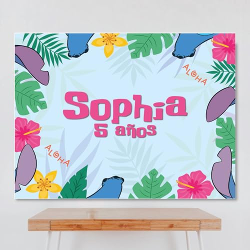 Genérico Cartel Personalizado Stitch, 2 100x80 cm, Pancarta Cumpleaños, Decoracion de Fiesta Stitch