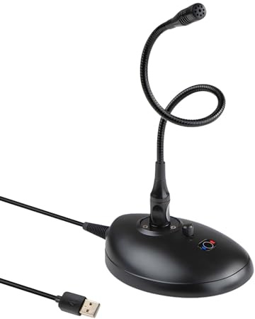 Microphone professionnel col de cygne USB XLR avec micro 360° et bouton muet pour PC de bureau