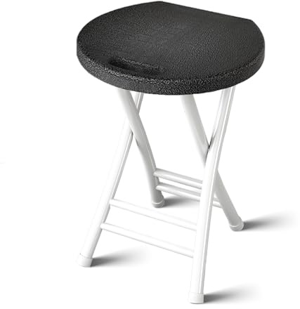 Sgabello pieghevole portatile per adulti, sedia in metallo da 48,3 cm con poggiapiedi, sedile in plastica leggera, per uso interno/esterno, maniglia per il trasporto, design compatto