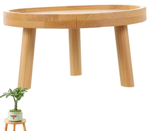 YANJIY Taburete De Flores Pequeña, Soporte Para Plantas Madera, Taburete Redondo Para Flores, Banco De Flores, Taburete Madera Bajo Para Plantas, Para Interior, Exterior, Balcón (18 x 11,5 cm)