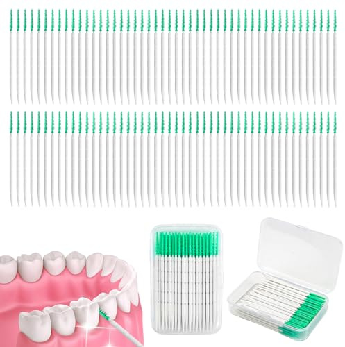 Interdentalbürsten aus Silikon, 400 Stück, weich, mit Aufbewahrungsbox