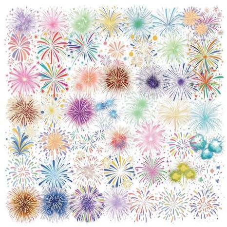 Bubaxuce 100 Stück Transparente Aquarell Feuerwerks Aufkleber, Süße Bunte Ausbruch Muster Aufkleber Für Wasserflasche Scrapbook Laptop Gepäck, Wasserfeste Lustige