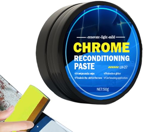 Crema lucidante al cromo, detergente per cromo, pasta lucidante per metalli, restauratore, protezione della vernice, detergente multiuso per finestre, metallo cromato, lucido, superficie di