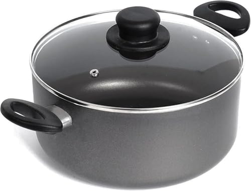 Homatz Stock Pot 4.5L 24cm Cooking Pot, Non Stick Pot - Induction Base Aluminum Saucepan Casserole Pot - Stockpots Cooking Pots Aluminum Glass Lid Heat Resistant Handles