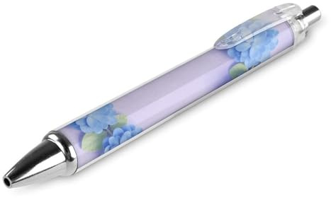 GHBNK Blue Hydrangea Pattern Ballpoint Pens Retractable Ball Point Pens Black Ink 0.5mm Fine Point Smooth Writing Pen Office Supplies 1 PCS