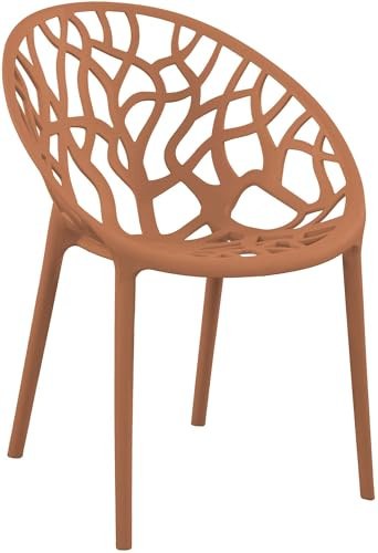 CLP Gartenstuhl stapelbar wetterfest Hope, Gartensessel mit Lehne UV-beständig, Outdoorstuhl aus Kunststoff bis 150 kg belastbar | Farbe Terracotta