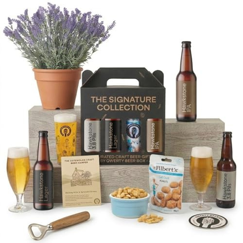 The Hawkstone Cotswolds Craft Beer Hamper | Hawkstone Lager Cotswolds Beer Gift for Men with Premium Savoury Snacks | 3 x Lager, IPA & Pilsner from Clarkson’s Farm | Father’s Day Gift Set by QWERTY