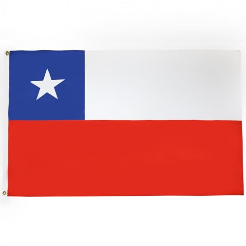 AZ FLAG Bandera Chile 180x120 cm Chilena Poliéster Ligero 2 Ojales | Uso interior Enseña costuras dobles y bordes reforzados con ojales metálicos
