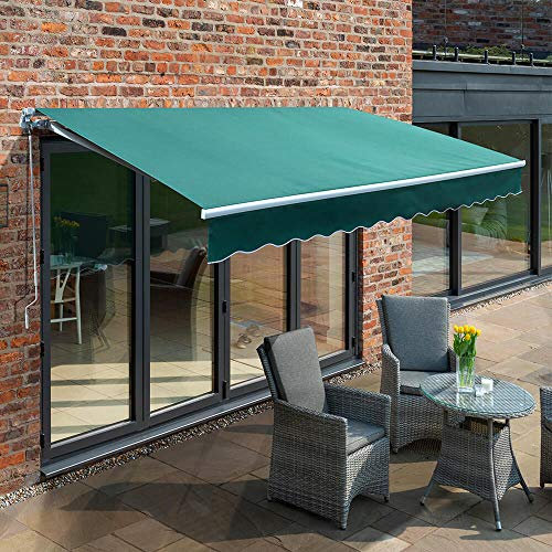 Primrose 2.0m Manual Awning Plain Green Mayfair DIY Patio Awning Gazebo Canopy UV protection Waterproof Complete with Fittings and Winder Handle