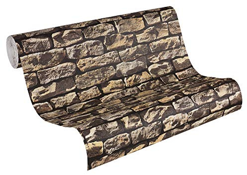 A.S. Création Vliestapete Best of Wood`n Stone Tapete in Naturstein Optik 10,05 m x 0,53 m beige braun schwarz Made in Germany 907912 9079-12