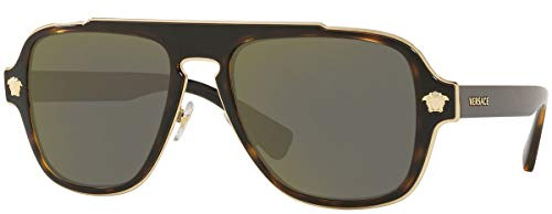 Versace VE 2199 12524T Havana Plastic Square Sunglasses Grey Mirror Lens