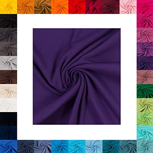 Jersey Vanessa von Swafing- Meterware- 0,5 m - Uni - Öko-Tex Standard 100 - Baumwolljersey passend zum Bündchen (Dunkellila 647)