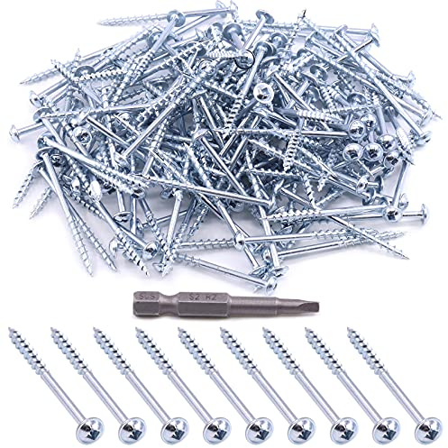 Glarks 260-teiliges Taschenlochschrauben-Set, 8 Größen, Vierkantantrieb, selbstschneidend, Grobgewinde-Schrauben, Sortiment für Holz und Blech (#8 x 2-1/2 Zoll Grobgewinde)