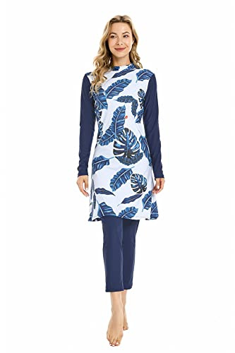 TaissBocco Muslimischer Badeanzug für Frauen Islamische Bademode 3PCS Burkini Full Coverage Badeanzug Plus Size Modest Bademode (S, T1)