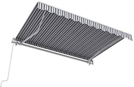 paramondo Gelenkarmmarkise Basic 2000 Markise Sonnenschutz Sichtschutz für Balkon & Terrasse, Vollständig zusammengebaut, 400 x 300 cm (Breite x Ausfall), Multi Weiß-Grau