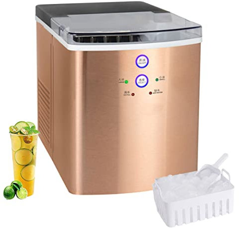 0℃ Outdoor Stainless Steel Ice Maker, 10pcs Ice Cubes Ready in 6-8 Mins, 24H/30KG, Ice Machines for Home, No Plumbing Required, Includes Scoop and Removable Basket, Ice Cube Makers