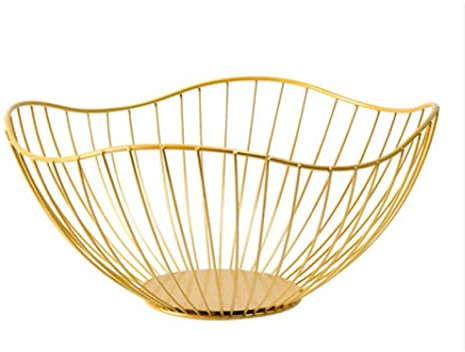 Fruit Basket Fruit Bowl for Kitchen Creative Iron Fruit Bowl Countertop Storage Basket For Snacks Fruit Vegetables Kitchen Decorative Dish (Color : Gold)
