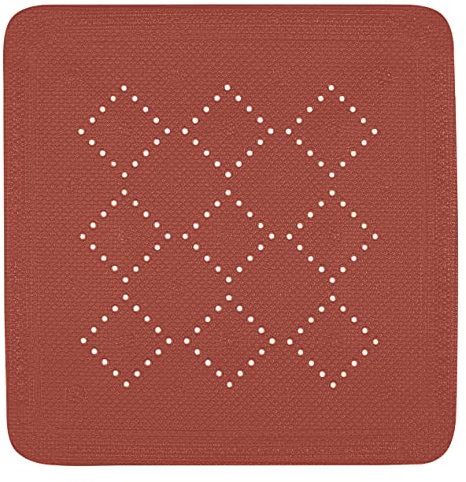 Spirella - Alaska Duschmatte aus PVC-Schaum – rutschfeste Badematte mit Saugnäpfen und Abflusslöchern, schimmelresistent – ​​Terrakotta-Rot – ca. 55 x 55 cm