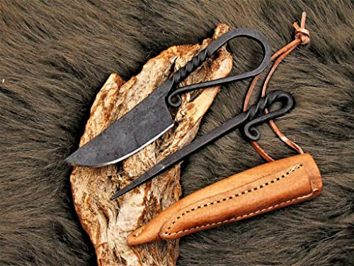 Generisch Mittelalter Messer mit Esspfriem +Scheide Wikinger;Kelten handgeschmiedet 604EA