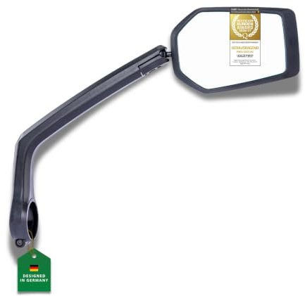 CONTEC Fahrrad-Rückspiegel E-View Evo GL, Spiegel für Lenker, Sicherheitsglas, Universell, Linsengröße 97x68 mm, Verstellbar, für E-Bike, Schwarz matt