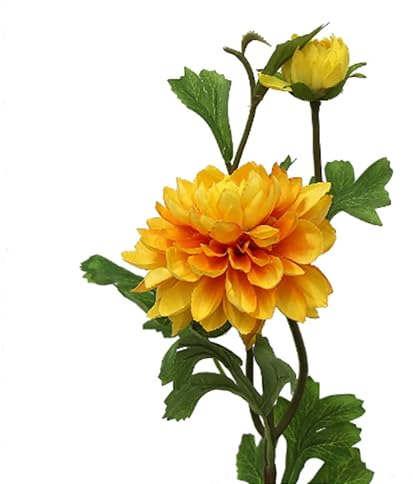 HXSCOO Single 1 Blume 1 Knospe Dahlie Hochzeitsfeier Heimdekoration Simulation Blumenschießen Requisiten (Color : Yellow)