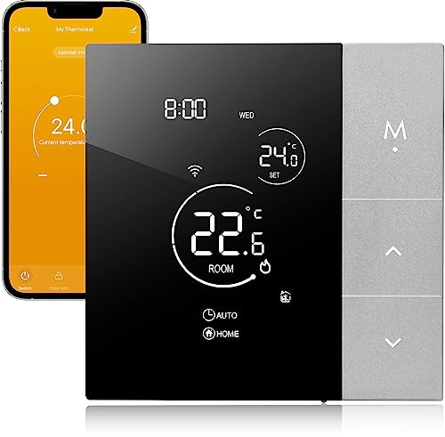 Beok Intelligent WiFi Thermostat für Gasheizkessel, Thermostat Heizung Digital Raumthermostat für Home Gasheizung Ausrüstung, Kompatibel mit Tuya Smart Life/Google Home/Alexa, Max. 3A TGP508WIFI-WPB