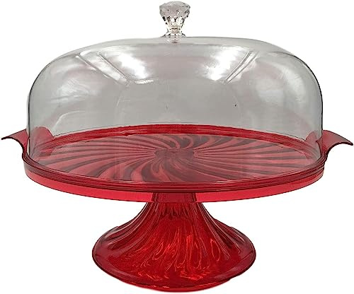 Crystal Cake Stand With Dome Clear Dome, Gift Set Containers Plastic Large, Plastic Cake Box With Lid BPA-Free Cake Storage Cake and Cupcake Holder Food Holder (Crystal Cake Stand With Dome)
