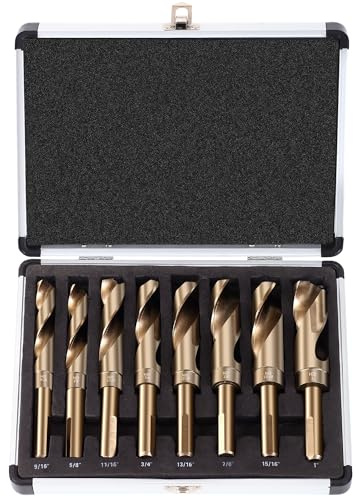 AIMLENTOOL 8Pcs HSS Reduced Shank Drill Bit Set | for Home DIY, General Building, Engineering, Woodworking with Indexed Storage case