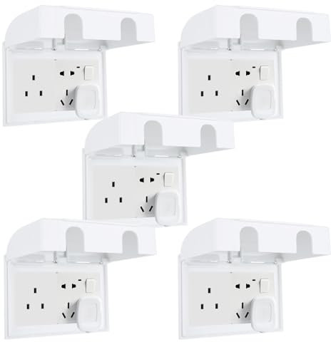 AHAQU 5PCS Plug Socket Covers UK Socket Cover Box for Safety, Proofing Electrical Plug Socket, Switch Protector Cover for Home Safety, 86-Type Double-Position Socket Cover