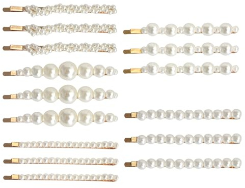 Set di 15 fermagli per capelli in perle vintage, eleganti e alla moda, accessori per sposa e donna