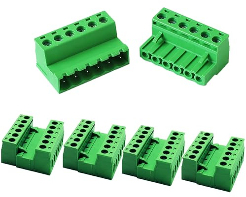 5 set di connettori a 6 pin passo 5,08 mm fai da te per montaggio su PCB morsettiera a vite, connettori maschio e femmina collegabili, connettori tipo Phoenix per 24-12 AWG