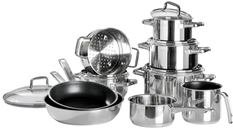 RÖSLE Rösle Kochtopf-Set - Edelstahl 18/10 - mit Glasdeckel - 10-teilig
