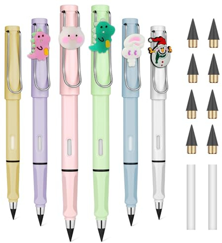 OFFCUP Lapiz Infinito, 6pcs Lápiz Sin Tinta Portátil, Lápizs con 6pcs Cabezales Reemplazables y Goma de Borrar, Lápiz Reutilizable para Escribir, Dibujar, Hogar, la Oficina, la Escuela (Animal)