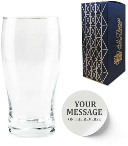 Personalised Engraved Manchester City Pint Glass, Made with Official Manchester City F.C. Tulip Pint Glass, Gift Boxed, 570ml or 20oz Capacity, Football Beer Glass