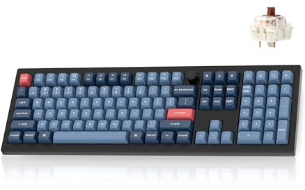 Keychron V6 Max Wireless Custom Mechanical Keyboard, 2.4 GHz Bluetooth QMK Full-Size Layout RGB with Hot-swappable Gateron Brown Switch Compatible with Mac Windows Linux
