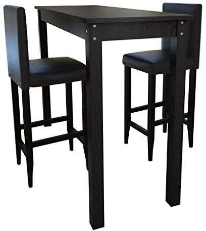 LAPOOH Barset Bartisch mit 2 Barhockern, Esstisch Mit Stühlen, Wohnzimmer Möbel, Bartisch Set, Küchenbar, Bar Möbel, Schwarz
