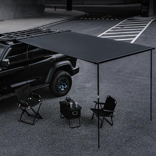 MNBVH Toldo para Vehículo, Toldo Lateral Retráctil Extraíble En La Azotea De Aluminio Negro para SUV/camión/Furgoneta(Size:160 * 250cm/5.2 * 8.2ft)