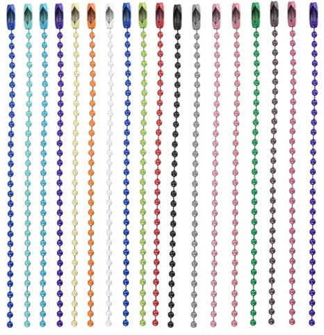 QUARKZMAN 150Stk Bunte Kugel Perlen Kette Metall Kugel Kette mit Verbindern für Aufhängen Ornament Schmuck Halskette Hundemarke Weihnachts Deko