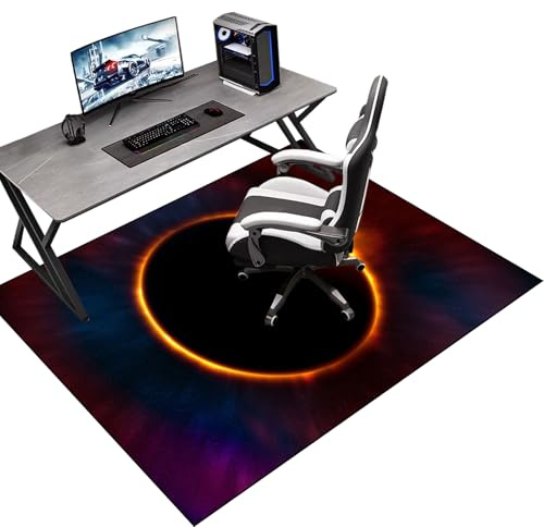 Gaming Teppich | Bürostuhl Matte | Schreibtischstuhl Unterlage | Bodenschutzmatte Bürostuhlunterlage Bodenschutz Bürostuhl Teppichschoner für Parkett Laminat Hartböden Teppichboden 120 x 150 cm