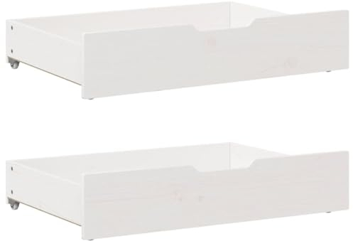Somanki Bettschubladen 2 STK. Weiß 80x55x16 cm Massivholz Kiefer, Bettkasten, Unterbettkommode, Unterbett Aufbewahrungsbox, Unterbett Aufbewahrung, Aufbewahrungstasche Für Bettdecken - 850930