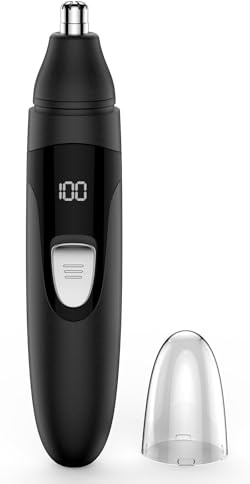 Tondeuse pour les poils du nez tondeuse professionnelle indolore pour les oreilles et le visage rechargeable par Type-C avec des lames à double tranchant (Noir)