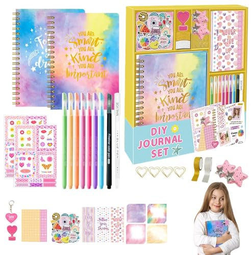 Genérico Juego de diario para niñas,Kit de diario para niñas - Kit de diario de recortes de dibujos animados | Suministros de diario portátiles, diario infantil para logros académicos, tomar notas
