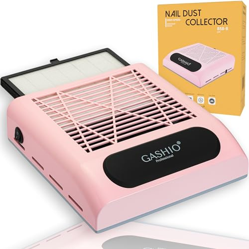 GASHIO® Staubabsaugung für nägel - Absaugung nägel - Effizient Nagelstaubsauger - Professional Nagelsauger - Absauger für gelnägel - Nail Dust Collector - Staubsammler mit HEPA Filter 80W Rosa