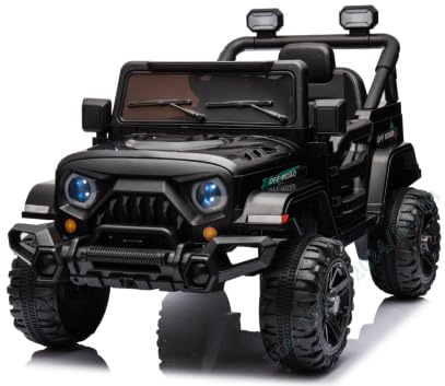 GYMAX Auto Elettrica per Bambini 12V, Jeep Elettrica con Telecomando Parental, Funzione di Avvio Morbido, Sospensione a Molla, Ruote Premium, Veicolo Giocattolo per Ragazzi e Ragazze 3+ Anni (Nero)