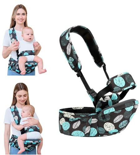 Baby Hip Seat Carrier Baby Waist Stool for Child Infant Toddler with Adjustable Strap Buckle Pocket Soft Inner Huge Storage,Black