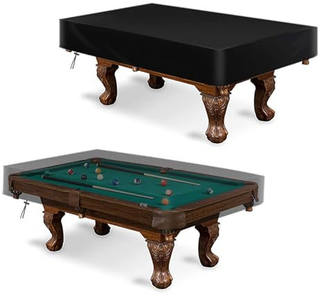 Highdi Pool Table Cover Waterproof, Outdoor Pool Table Cover Snookers Table Dust Protector with Drawstring Billiard Table Covers Protection Dustproof (420D:245 * 140 * 20cm,Black)