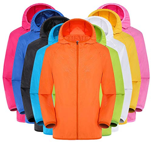 Men's and Women's Rain Jacket, Waterproof, Sun Protection, Packable, Ultralight, Breathable, Windbreaker, Cycling Raincoat with Hood, Solid Color, Spring, Summer, Outdoor Jacket for Hiking, Fishing