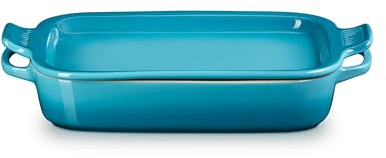 Le Creuset Rechteckige Auflaufform aus Steinzeug mit Tellerdeckel, 3 l, Karibik