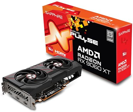 Sapphire 11350-03-20G Pulse AMD Radeon™ RX 9060 XT Gaming OC Graphics Card with 16GB GDDR6, AMD RDNA 4