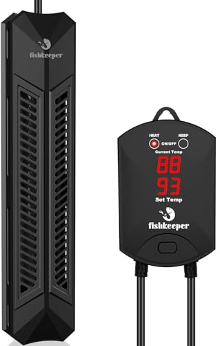 fishkeeper Aquarium Heizung, Intelligent Heizstab Aquarium, Tauchsieder mit Thermostat & Einstellbarer Temperatur, LCD-Display, Überhitzungs- und Trockenlaufschutz, 500W für 250L-500L Süß-/Salzwasser